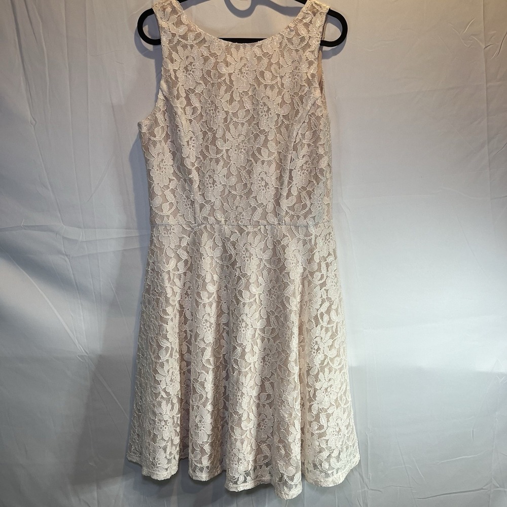 Speechless Cream Lace Beige Lined Sleeveless TeenGirls Midi‎ Dress XL Casual